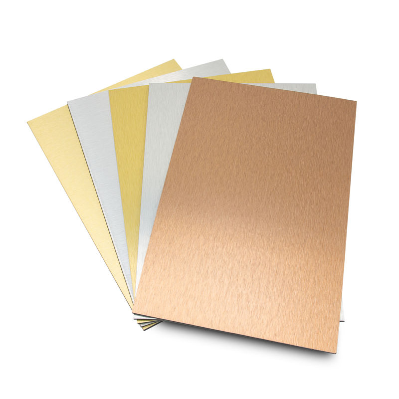 Panel Komposit Aluminium Brushed Anodized yang tahan cuaca, PE/PVDF Coated ACP ACM untuk Curtain Wall