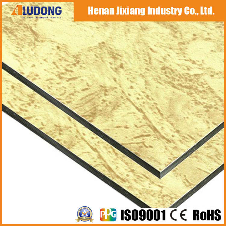 Golden Supplier Marmer Grain Acp Sheet Eksterior Wall Cladding, Batu Alam yang awet untuk Villa Hotel Bangunan Dekorasi Fasad