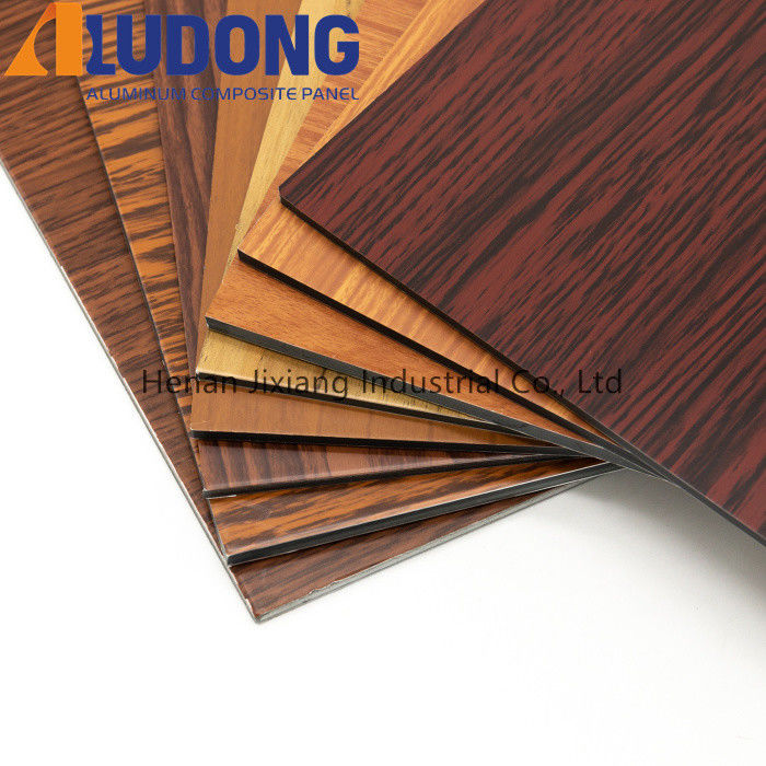 Tersedia Pola Kayu Panel Komposit Aluminium 1220*2440Mm, Bukti Cetakan Kekuatan Tinggi untuk Dekorasi Interior Bersertifikat CE