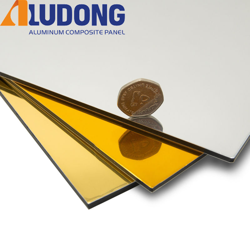 Panel komposit aluminium cermin tahan cuaca dan tahan api untuk konstruksi kontemporer