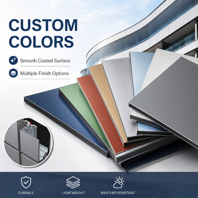Ukuran Custom ACP Alucobond Drawing Aluminium Composite Panel Untuk Curtain Wall Eaves Indoor Shelter